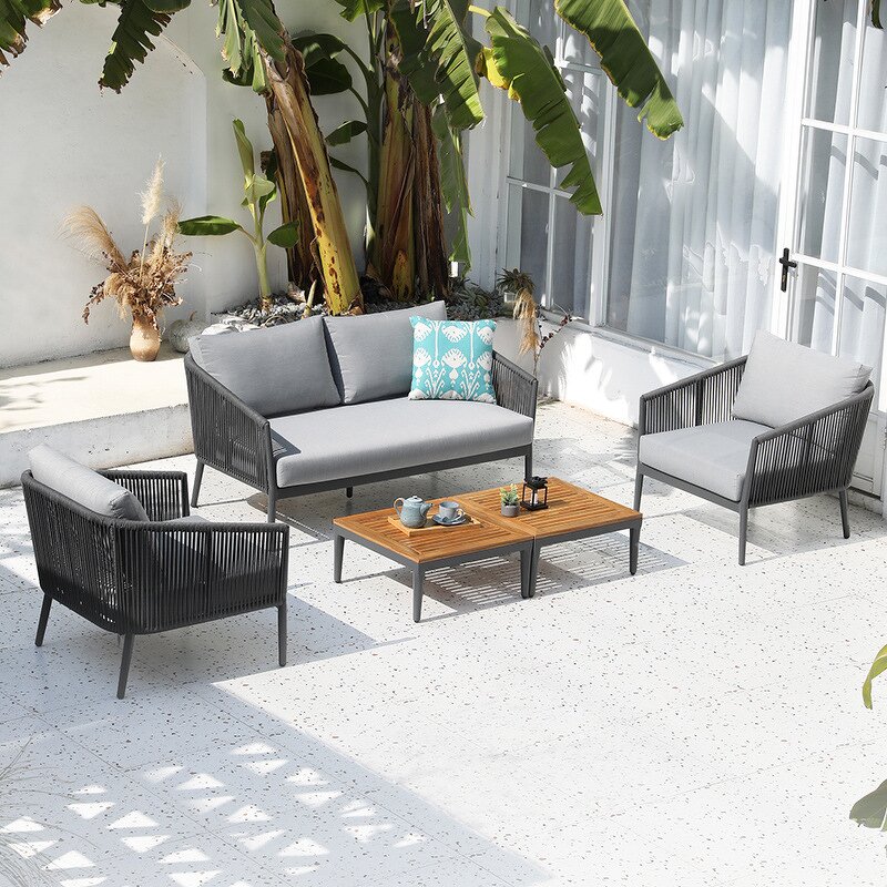 Outdoor Cafe Chairs Manufacturer - Modern Wicker Metal Frame Chairs