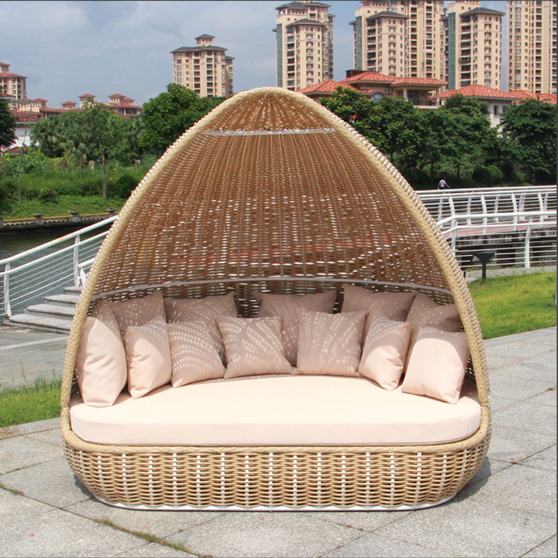Outdoor Daybed Manufacturer - Luxury Rattan Canopy Lounge Bed