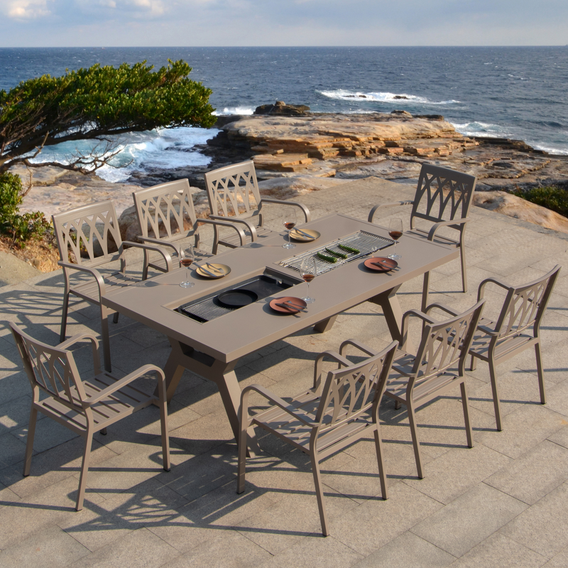 BBQ Table Manufacturer - Modern Charcoal Electric Grill Combo