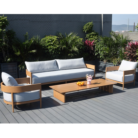 Outdoor Sofa Set Factory - Direct Metal Wood Grain Lounge Set