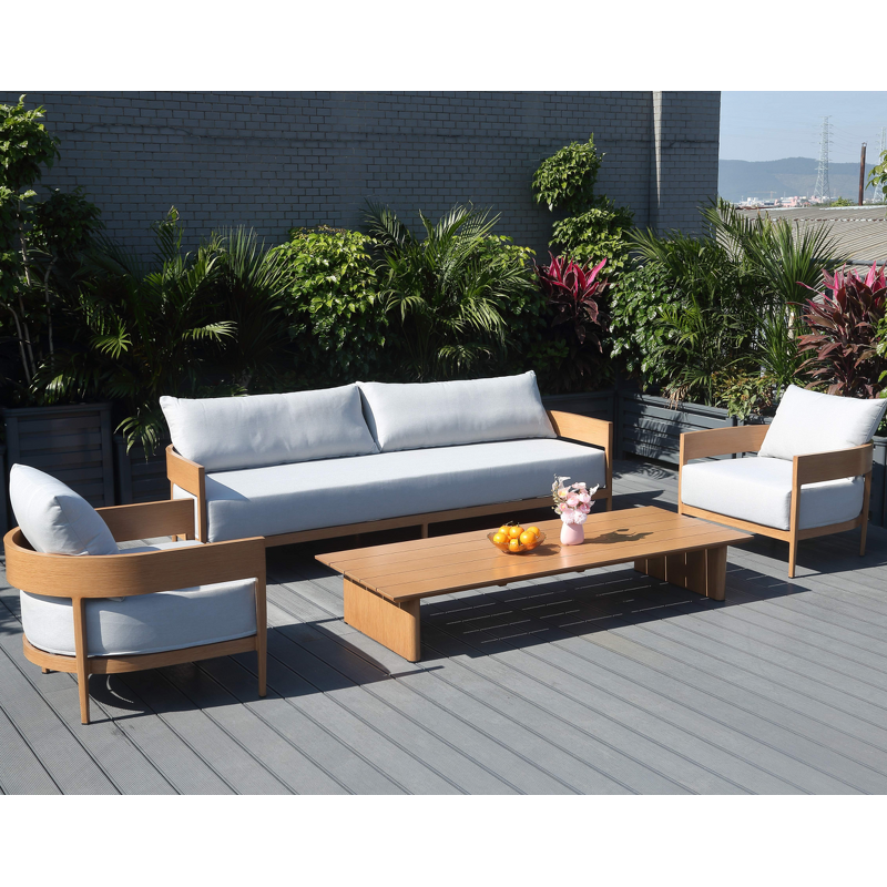 Outdoor Sofa Set Factory - Direct Metal Wood Grain Lounge Set