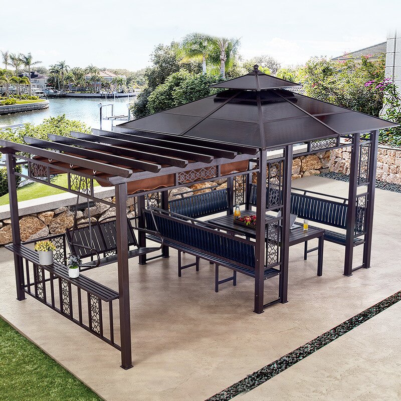 Metal Gazebo Tent Factory - Heavy Duty Double Top Waterproof Tent