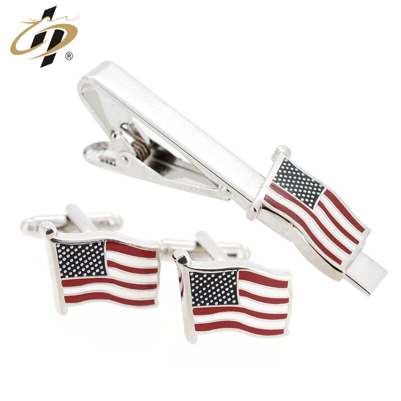 Cufflinks Set Factory - Custom Brass USA Flag Cufflinks Set
