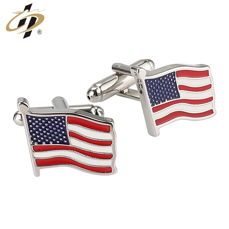 Cufflinks Set Factory - Custom Brass USA Flag Cufflinks Set