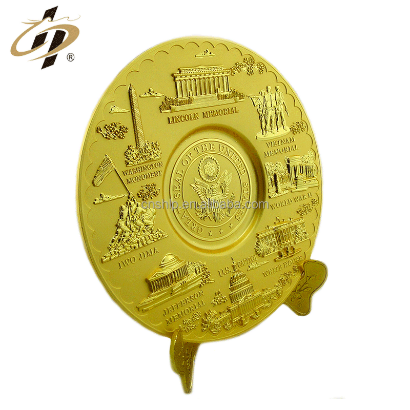 Commemorative Plate Factory - Custom Zinc Alloy 3D Gold Plate
