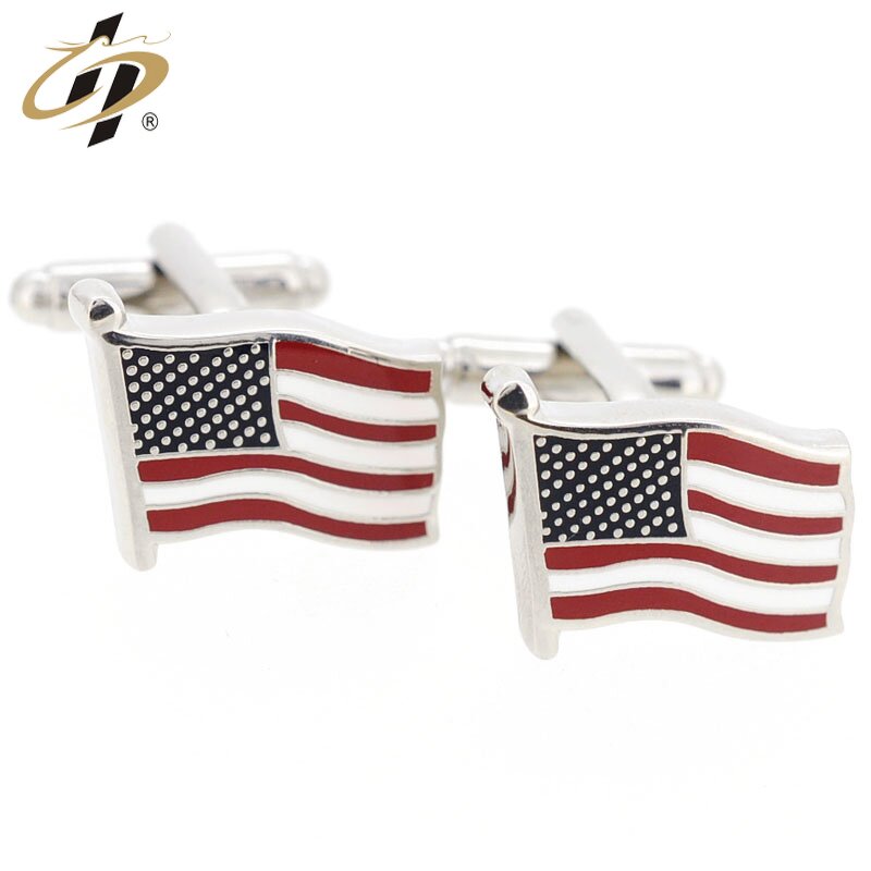 Cufflinks Set Factory - Custom Brass USA Flag Cufflinks Set