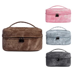 Toiletry Bag Factory - Large Capacity Double Layer PU Pattern Portable