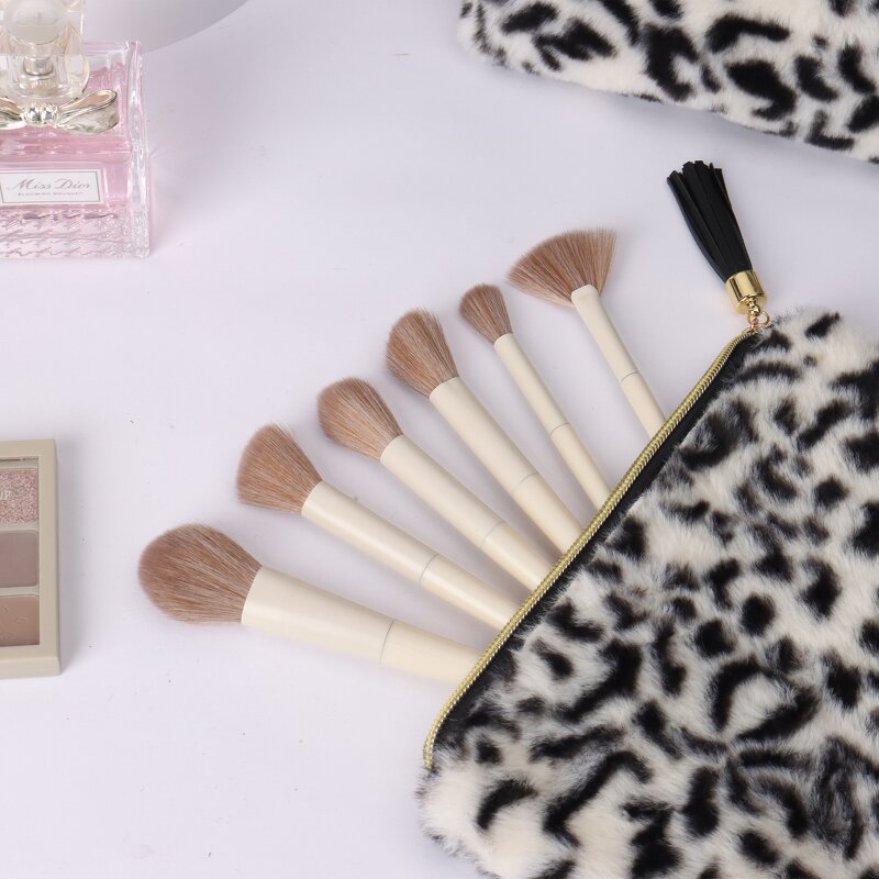 Cosmetic Bag Set Factory - Cute Leopard Print Soft Portable with Zipper