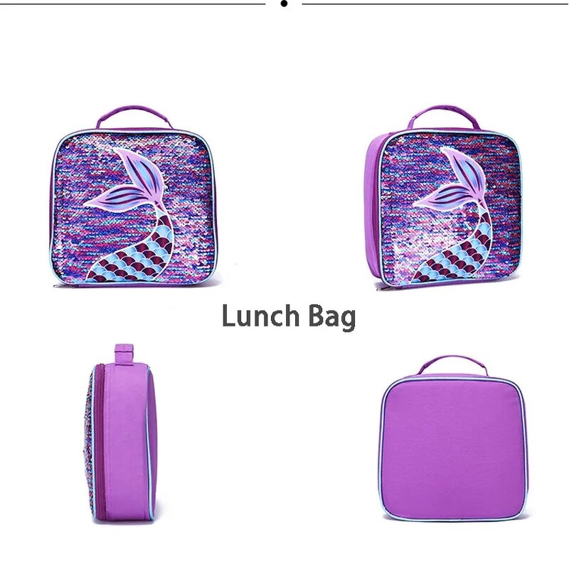 Backpack Set Factory - Girls Purple Sequin Mermaid 3-Piece OEM Set