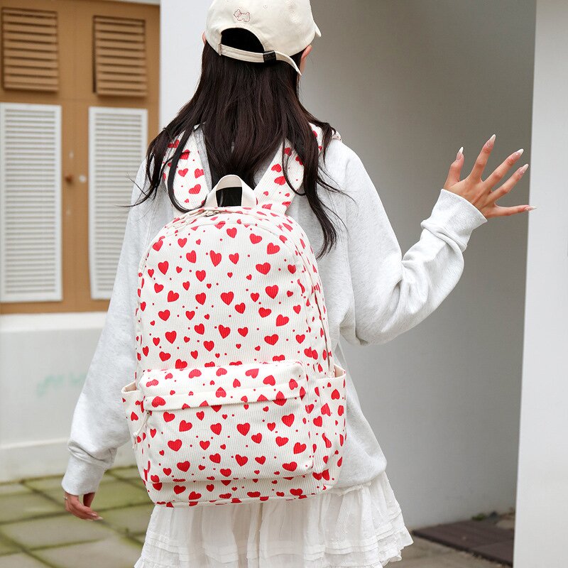 Backpack Set Factory - Wholesale Three-Piece Corduroy Geometric Printing