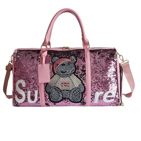 Duffel Bag Factory - Luxury Women Sequin Bear Travel Shoulder Bag