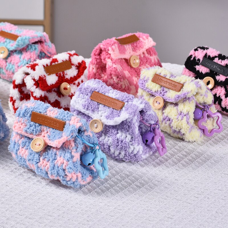 Coin Purse Factory - Best Selling Wool Knitted Checkerboard Earphone