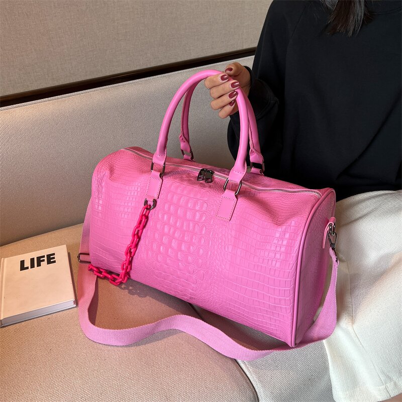 Duffel Bag Factory - Designer Waterproof Pink Weekend PU Travel Bag