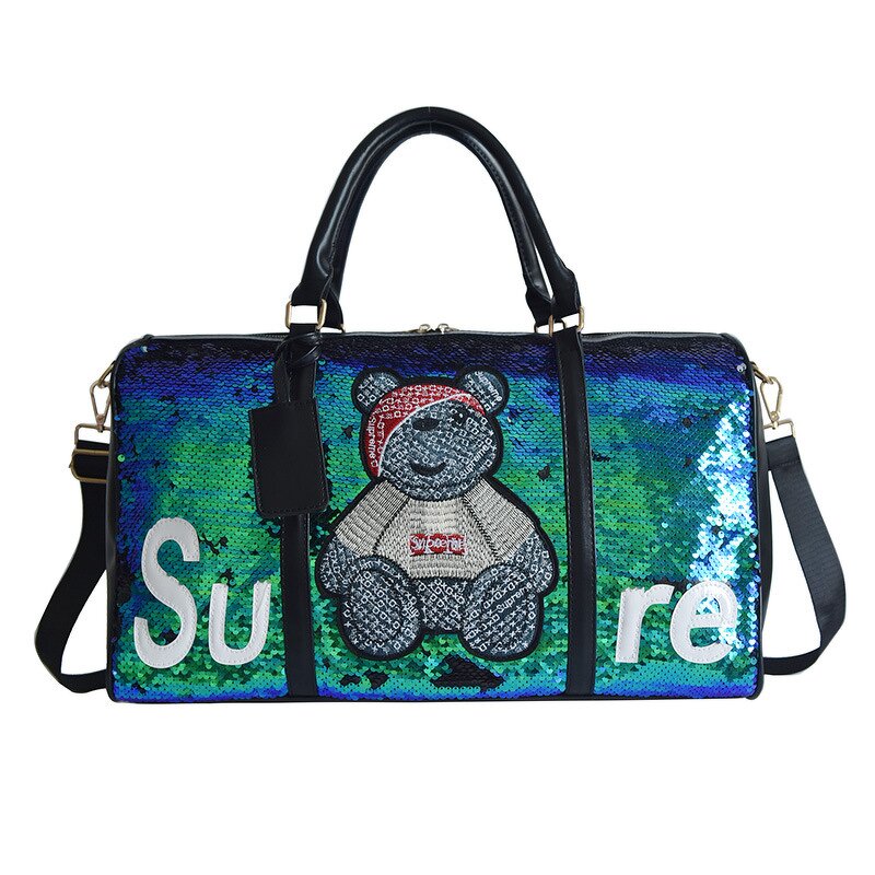 Duffel Bag Factory - Luxury Women Sequin Bear Travel Shoulder Bag