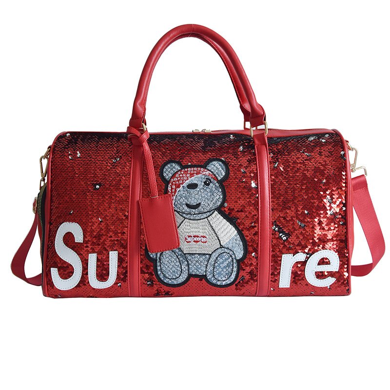 Duffel Bag Factory - Luxury Women Sequin Bear Travel Shoulder Bag