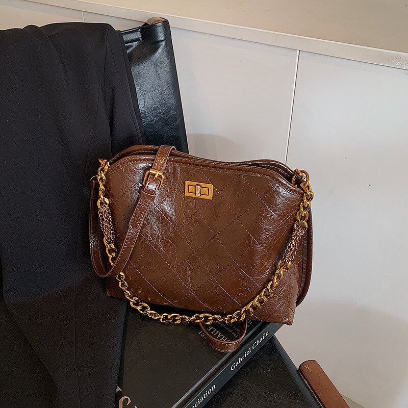 Shoulder Bag Factory - New Stitching Chain PU Women's Underarm Bag