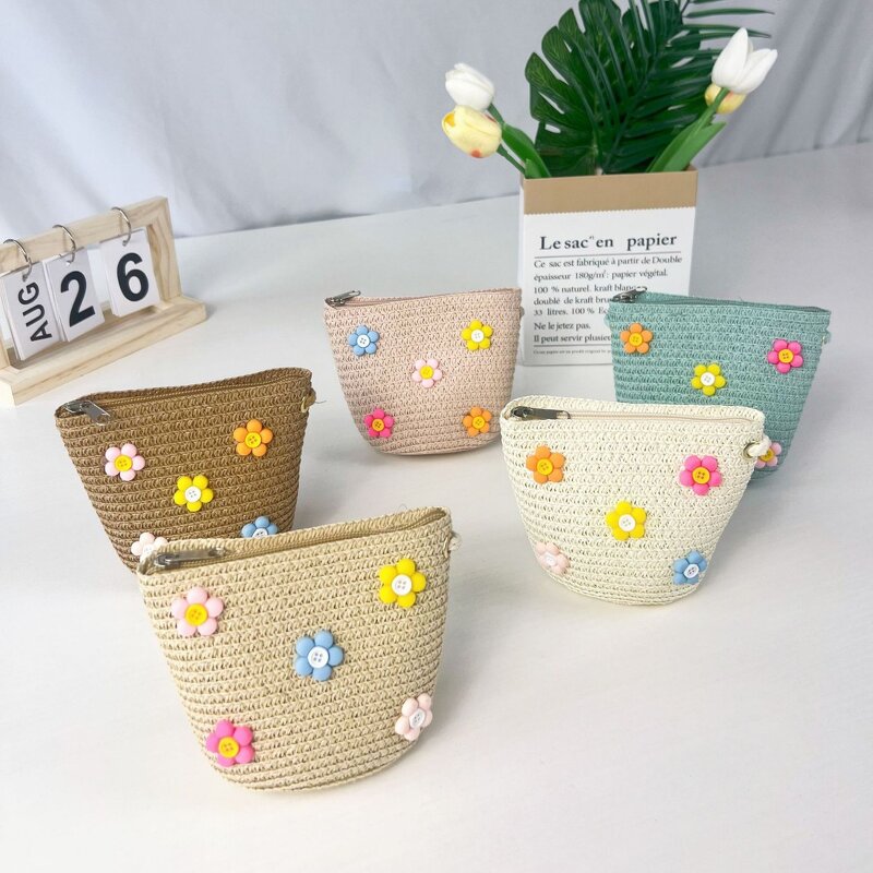 Crossbody Bag Factory - Fashion Unisex Children's Straw Woven Bucket Bag