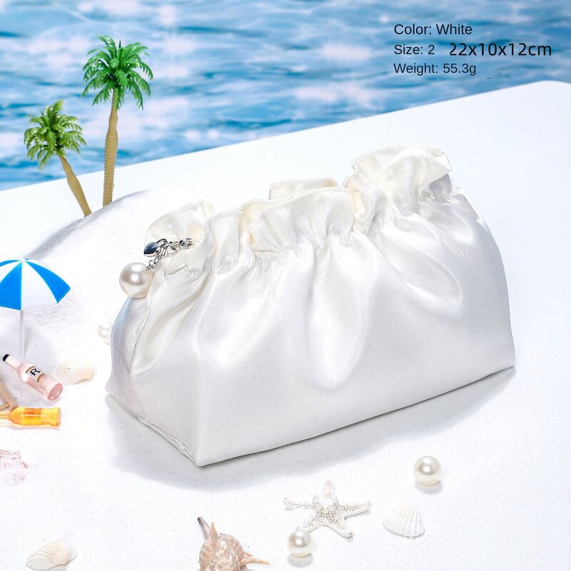Makeup Bag Factory - Soft Shiny High-End Pleated Cloud Portable
