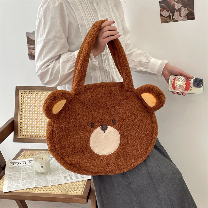 Shoulder Bag Factory - Fashion Cute Bear Plush Handbag with 3d Ear