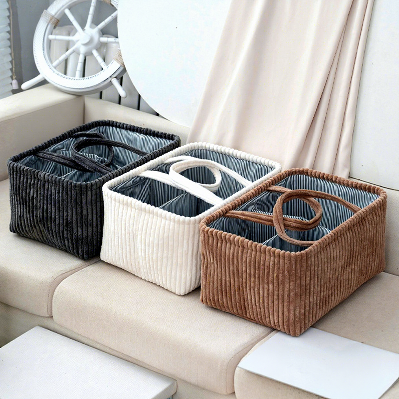 Storage Basket Factory - Wholesale Corduroy Fabric Tote Storage Basket