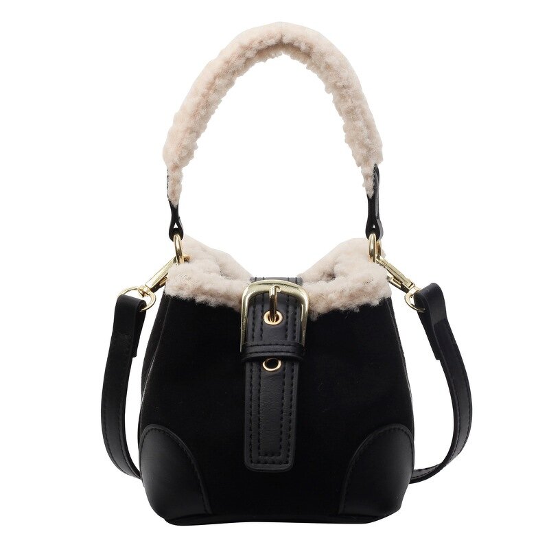 Crossbody Bag Factory - New Fashion PU Velvet Mini Bucket Lamb Wool