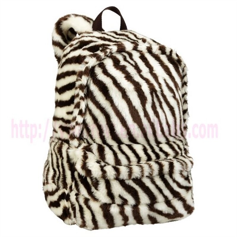 Plush Backpack Factory - Women's Custom Animal Stripe Faux Fur