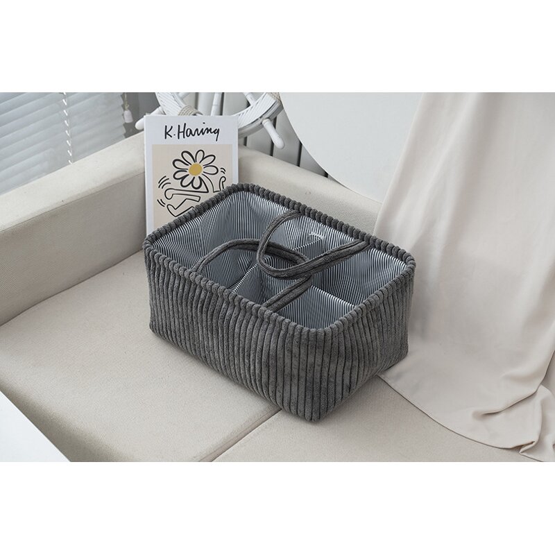 Storage Basket Factory - Wholesale Corduroy Fabric Tote Storage Basket
