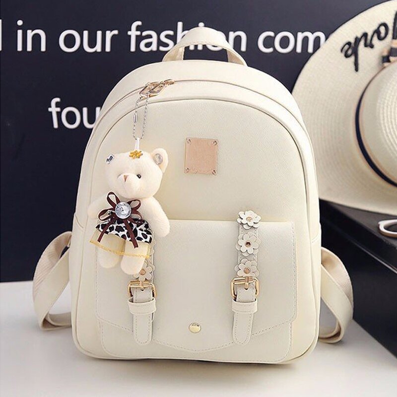 Backpack Set Factory - Hot Sales Sweet Flower PU Leather 3PCS Set