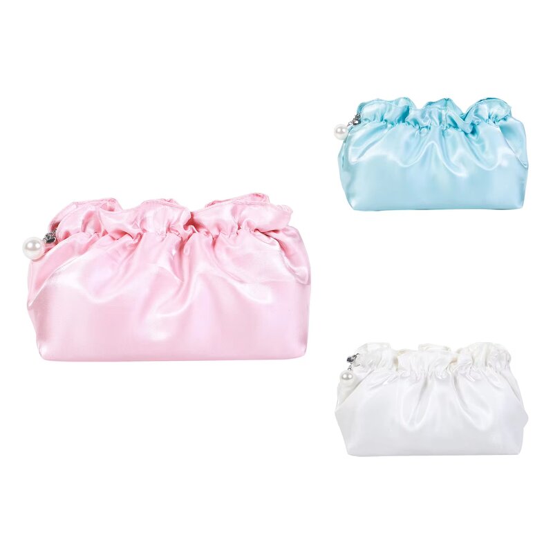 Makeup Bag Factory - Soft Shiny High-End Pleated Cloud Portable