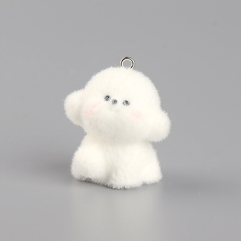 Phone Case Pendant Factory - Resin Flocking Cute Puppy DIY Keychain