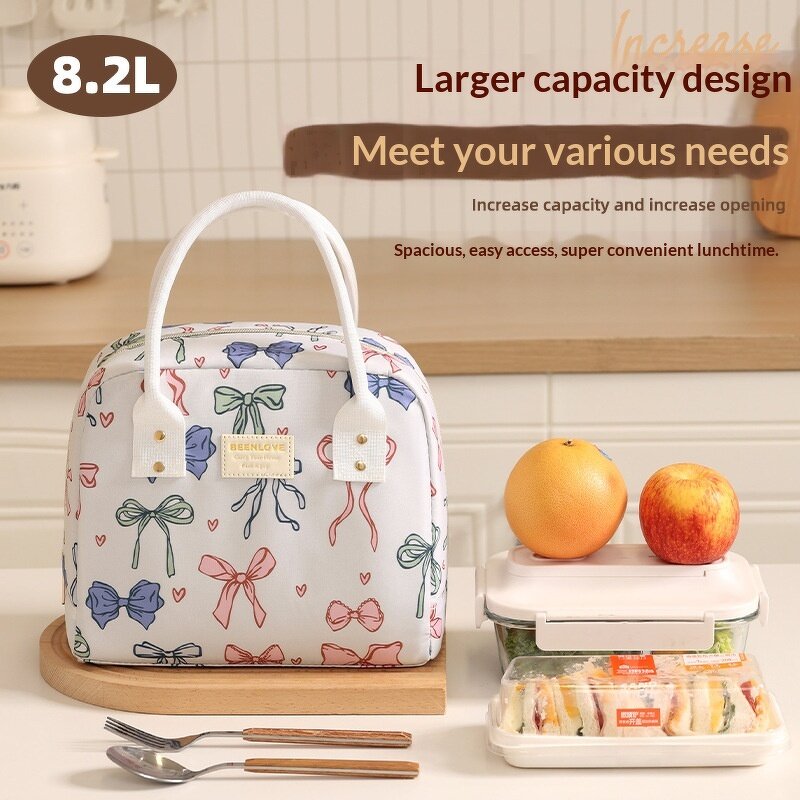 Lunch Bag Factory - Hot Sale Bow Print Thermal Insulation Large Capacity