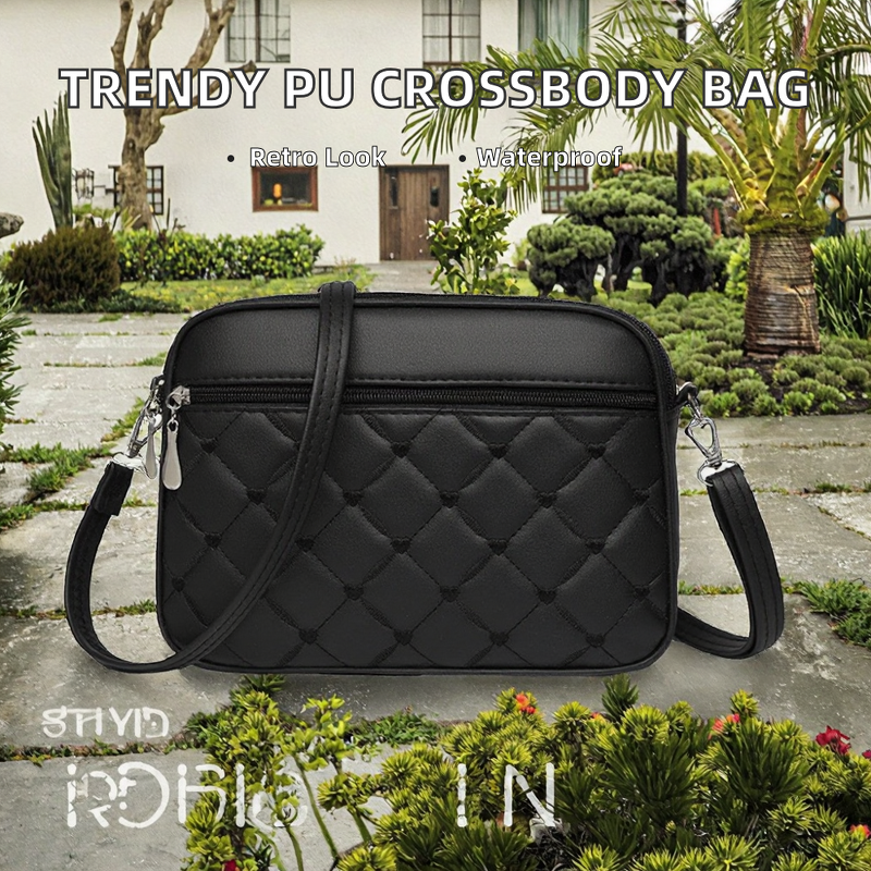 Crossbody Bag Factory - Lady Autumn Solid Vintage PU Leather Square