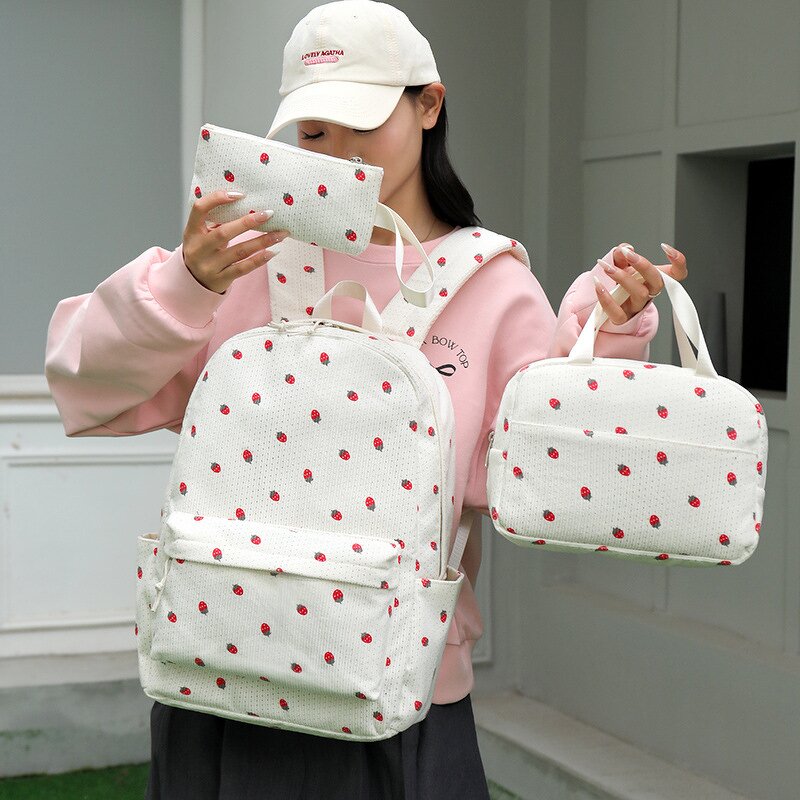 Backpack Set Factory - Wholesale Three-Piece Corduroy Geometric Printing