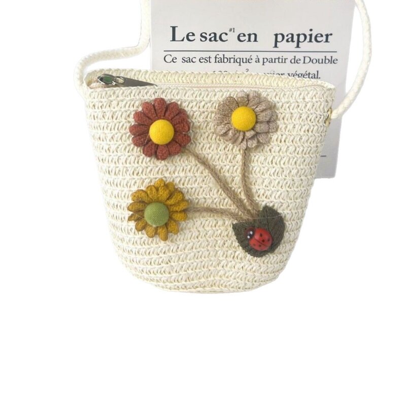 Crossbody Bag Factory - Fashion Unisex Children's Straw Woven Bucket Bag