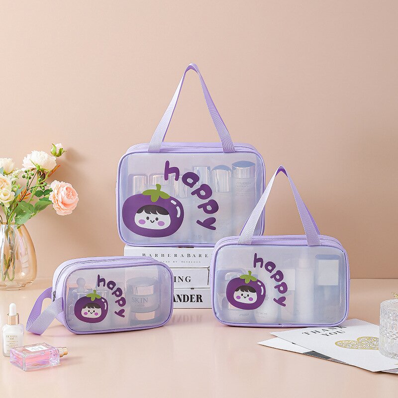 Cosmetic Bag Set Factory - New Arrival Fruit Pattern Clear PVC Makeup