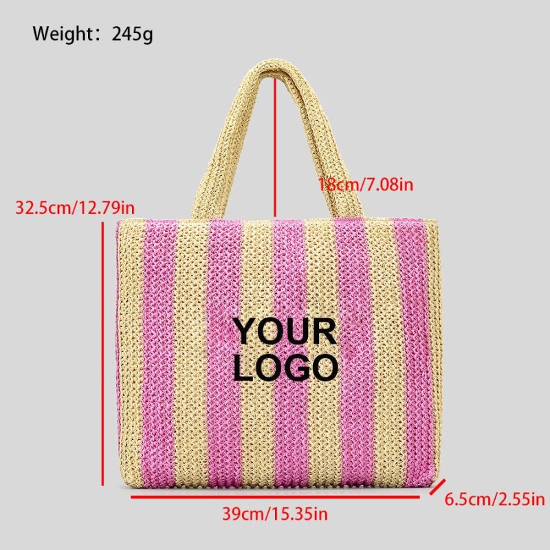 Straw Bag Factory - New Design Custom Logo Beach Double Handle