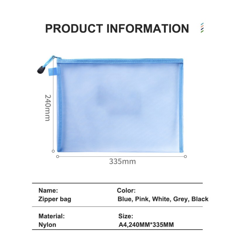 File Storage Bag Manufacturer - A4 A5 A6 Transparent Nylon Mesh