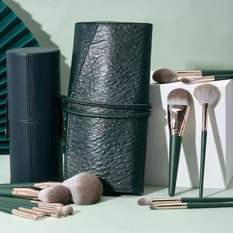 Makeup Brush Set Factory - Green Cloud Pattern 14pcs Soft