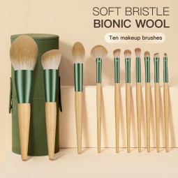 Makeup Brush Set Factory - Luxury 10-Piece Professional Green