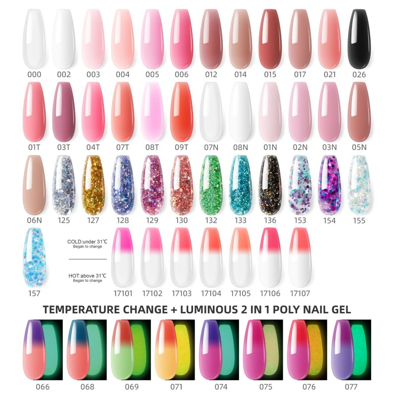 Nail Lamp Factory - New Style 18 Colors Crystal Extension Gel