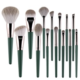 Makeup Brush Set Factory - Green Cloud Pattern 14pcs Soft