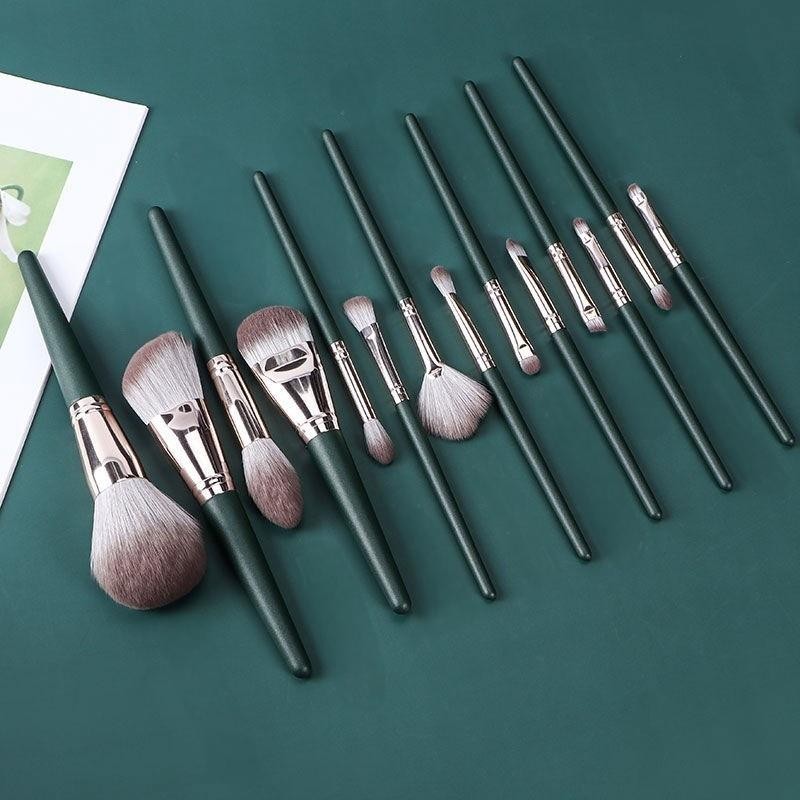 Makeup Brush Set Factory - Green Cloud Pattern 14pcs Soft