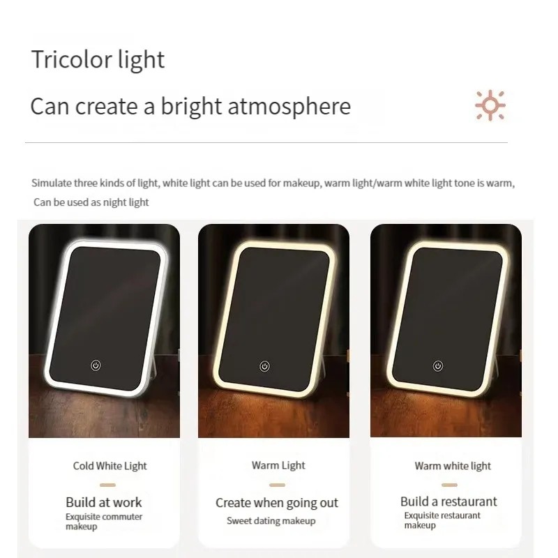 Makeup Mirror Manufacturer - LED with Stand Desktop Folded