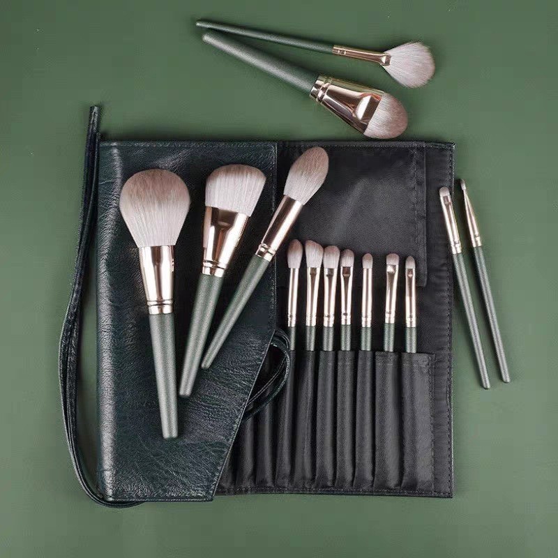 Makeup Brush Set Factory - Green Cloud Pattern 14pcs Soft