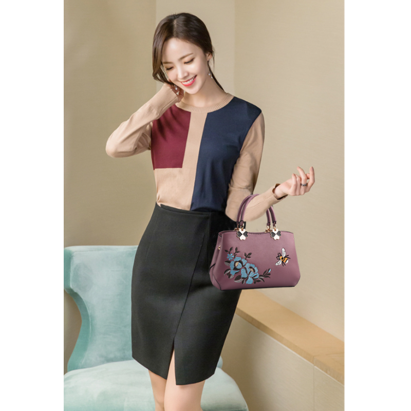 Tote Bag Manufacturer - Fashion Embroidered Floral Office Messenger