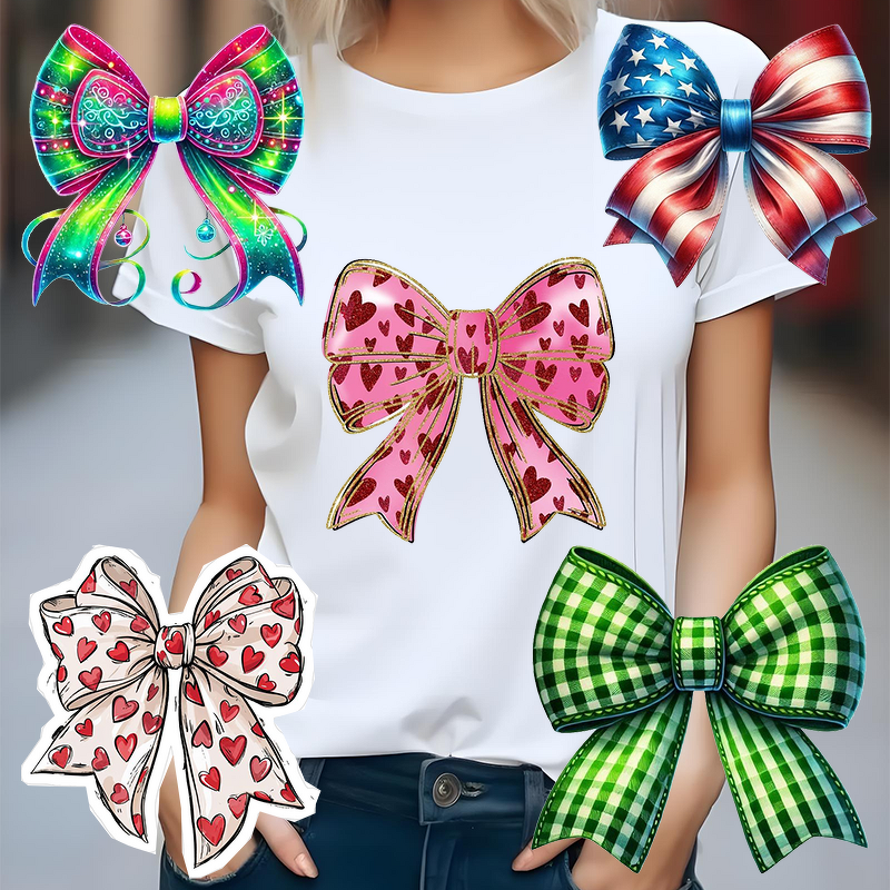 DTF Film Printed Patches Factory - Bow Design Heat Transfer