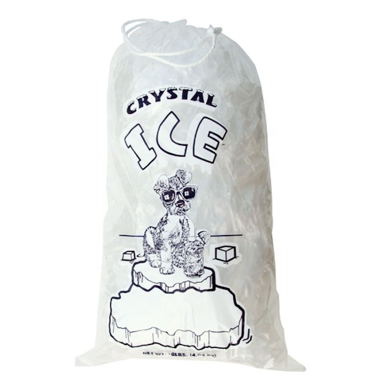 Ice Packaging Bag Factory - Clear White Drawstring Freezer Bag