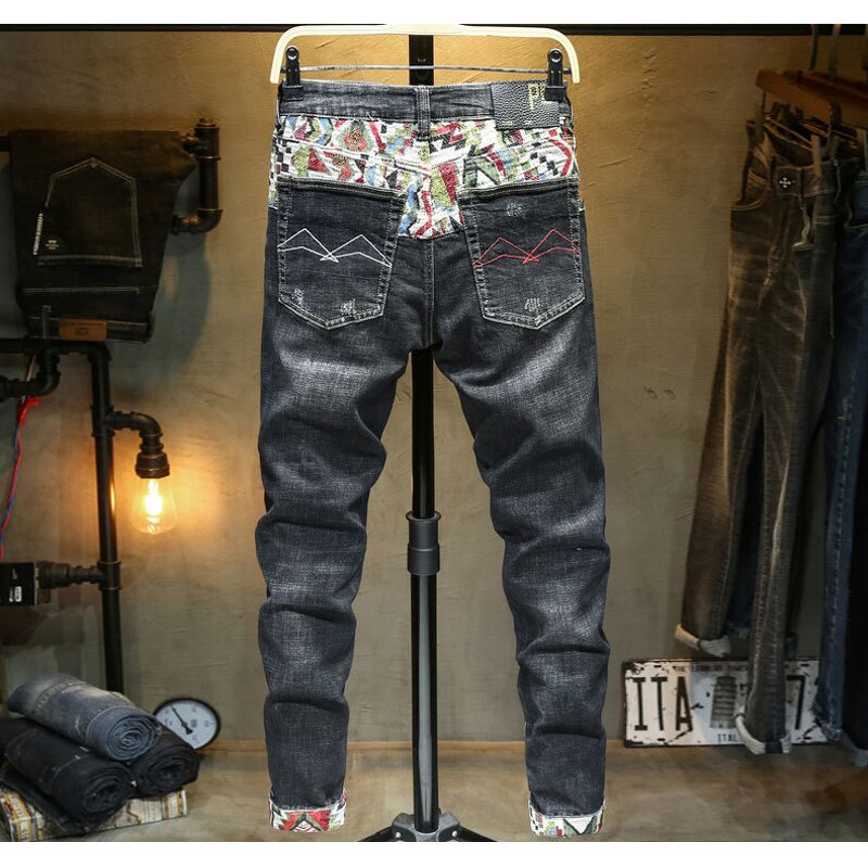 Jeans Factory - 2025 Popular Style Slim Straight Worn Torn Men's