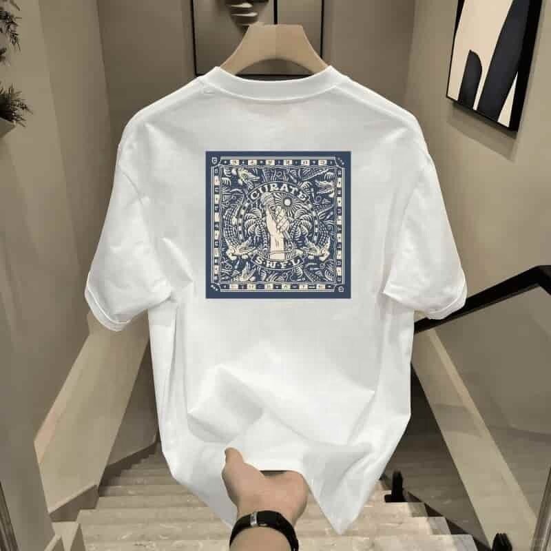 T-Shirt Factory - 2024 Men's Summer Printed Cotton Loose Shoulder