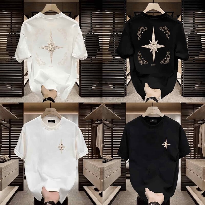 T-Shirt Factory - 2024 Men's Summer Printed Cotton Loose Shoulder